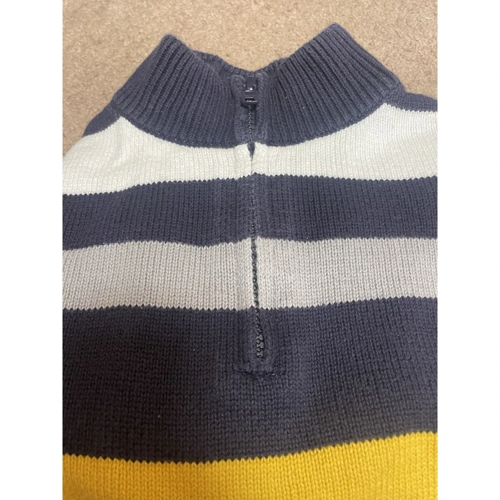 Gymboree Boys Size‎ S 5/6 Cotton Pullover Sweater Blue Yellow Gray White 1/4 Zip